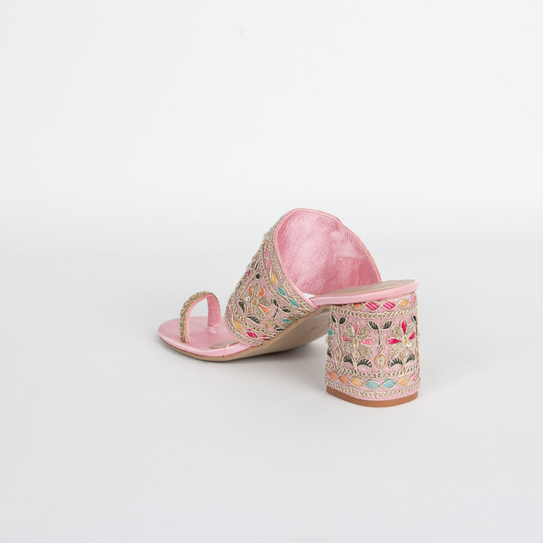 Mira Floral Kolhapuri Block Heels