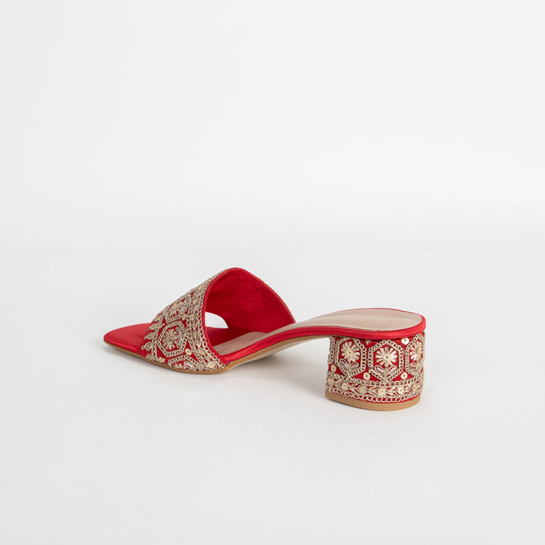Isra Embroidered Block Heels