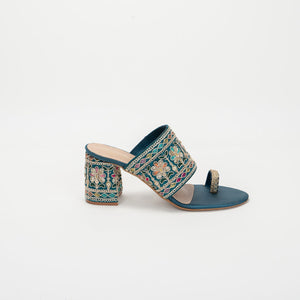 Mira Floral Kolhapuri Block Heels