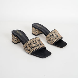 Isra Embroidered Block Heels