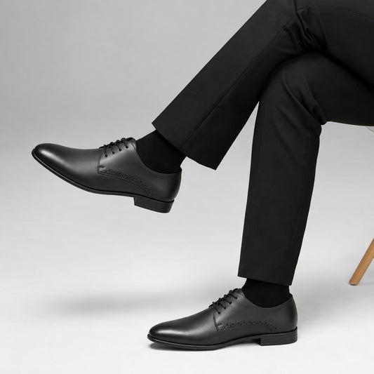 Brogue-Detail Lace-Up Derby Shoes