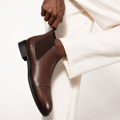 Brogue Cap-Toe Chelsea Boots
