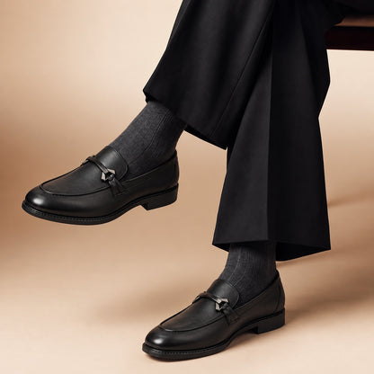 Metal-Bit Apron-Toe Loafers