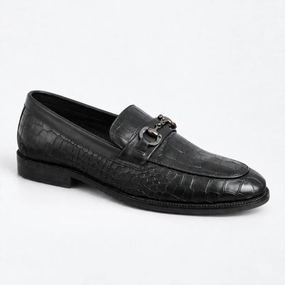 Croc-Embossed Horsebit Loafers