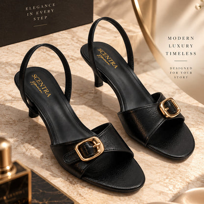 SCENTRA Spain Noir Amara Slingback Kitten Heels