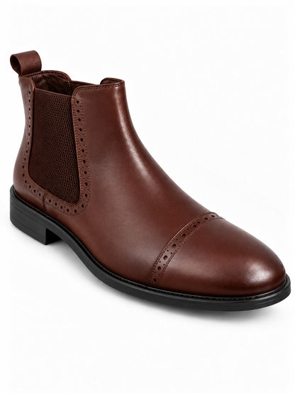 Brogue Cap-Toe Chelsea Boots