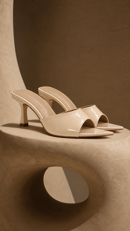 Solenne High-Shine Sculpted Heel Mules