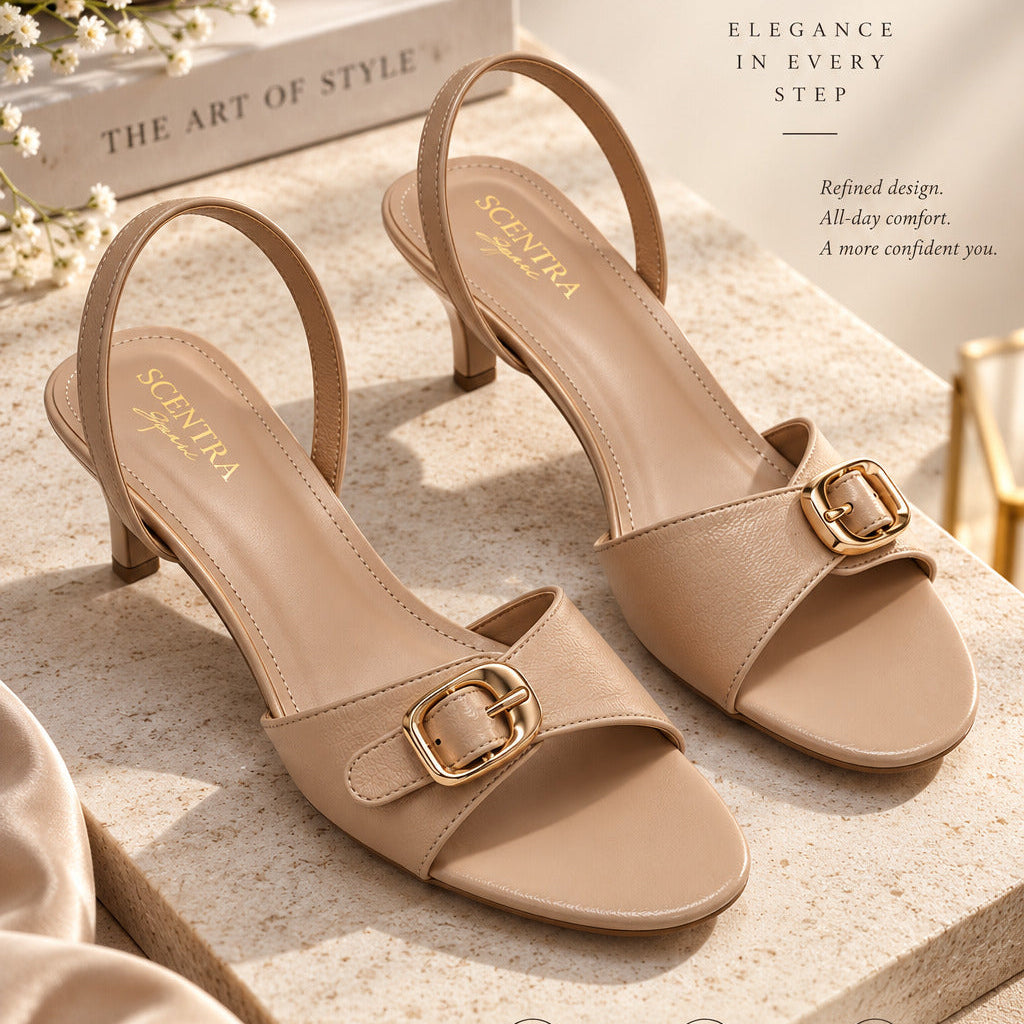 SCENTRA Spain Noir Amara Slingback Kitten Heels