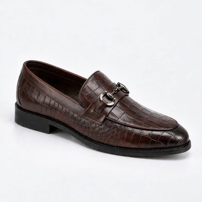 Croc-Embossed Horsebit Loafers