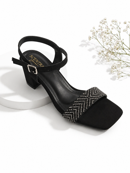 Black and Gold Falt Sandal