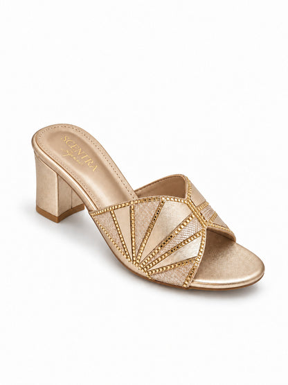 Elara Geometric Block Heel Mules
