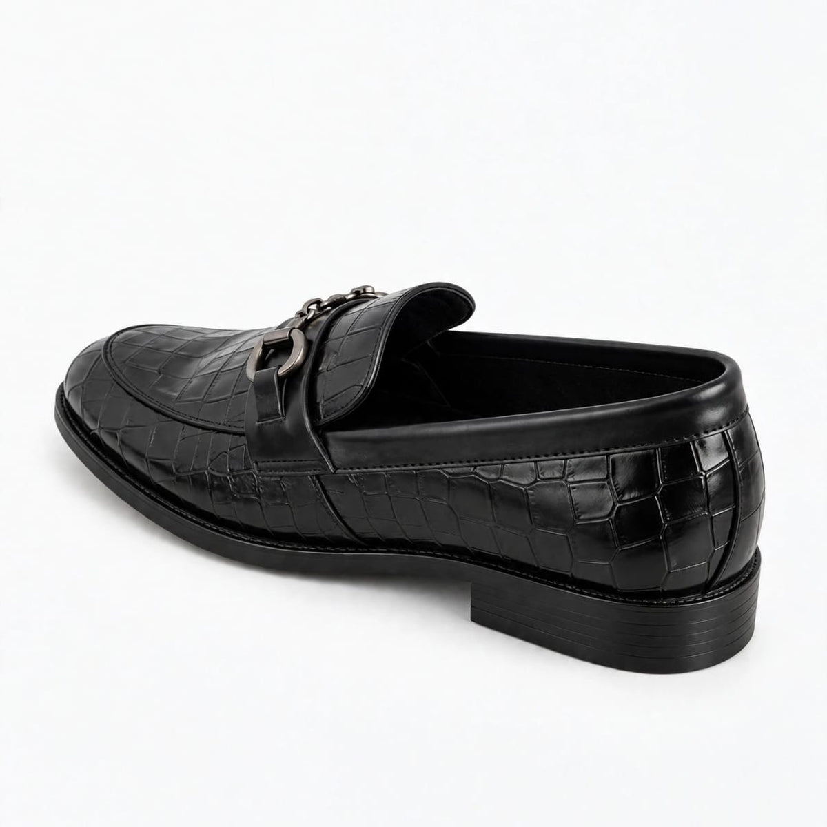 Croc-Embossed Horsebit Loafers
