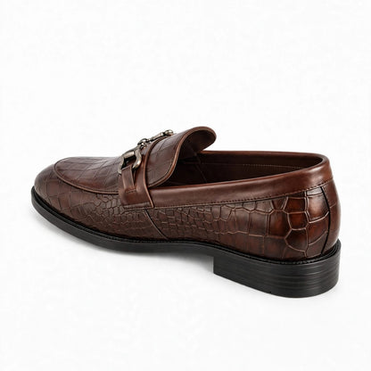 Croc-Embossed Horsebit Loafers