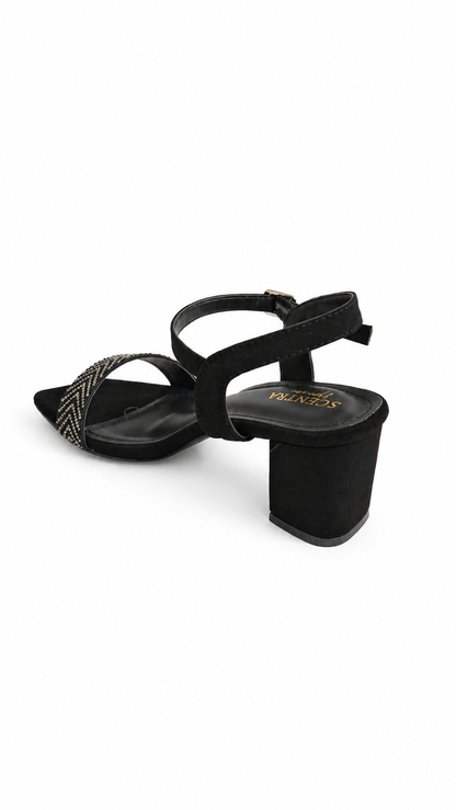Black and Gold Falt Sandal