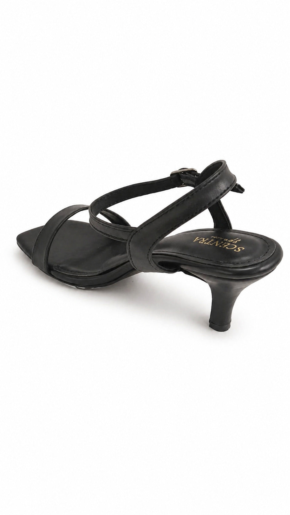 Aurelia Nude and Black Ankle Strap Heels