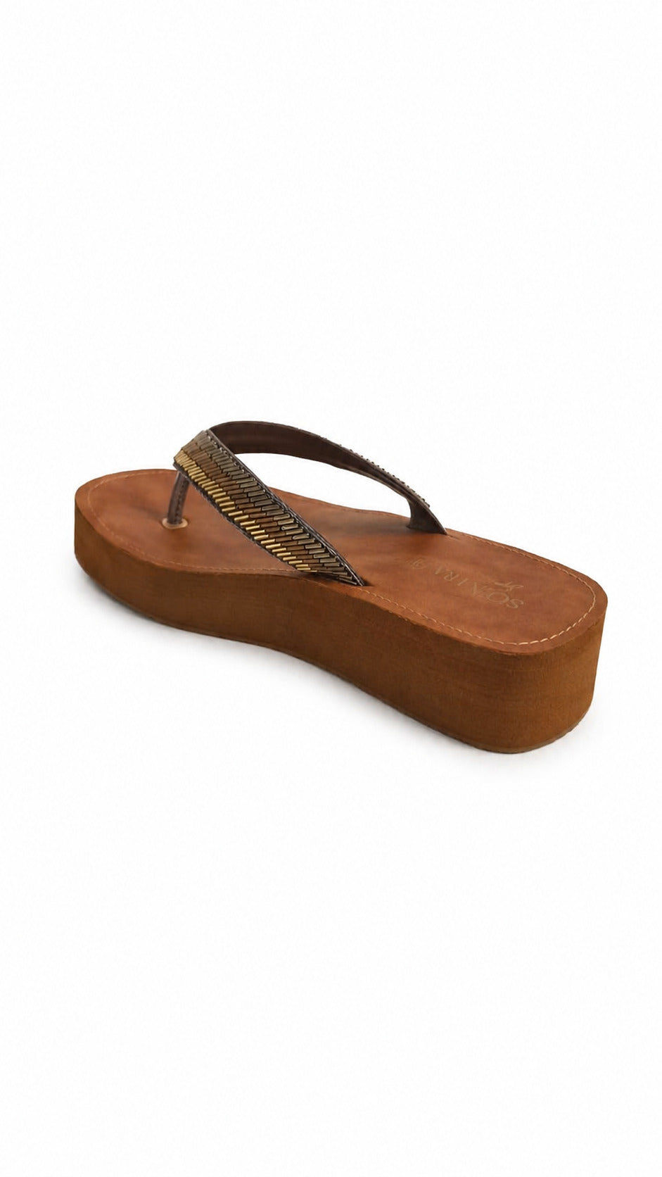 Grey Synthetic T-Strap Sandal