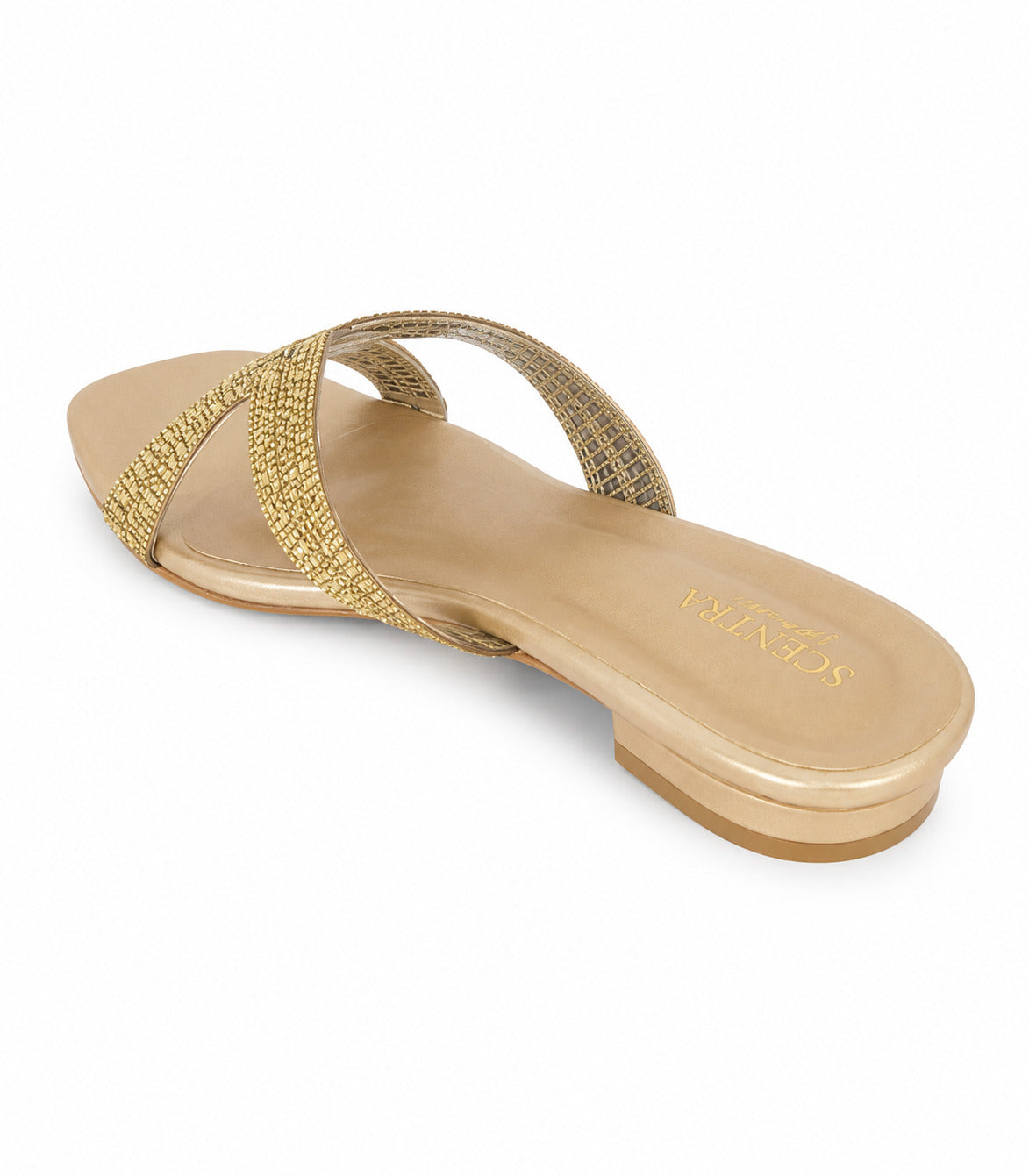 Scentra Spain Aurora Gold Embellished Comfort Sandals