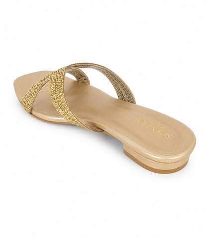 Scentra Spain Aurora Gold Embellished Comfort Sandals