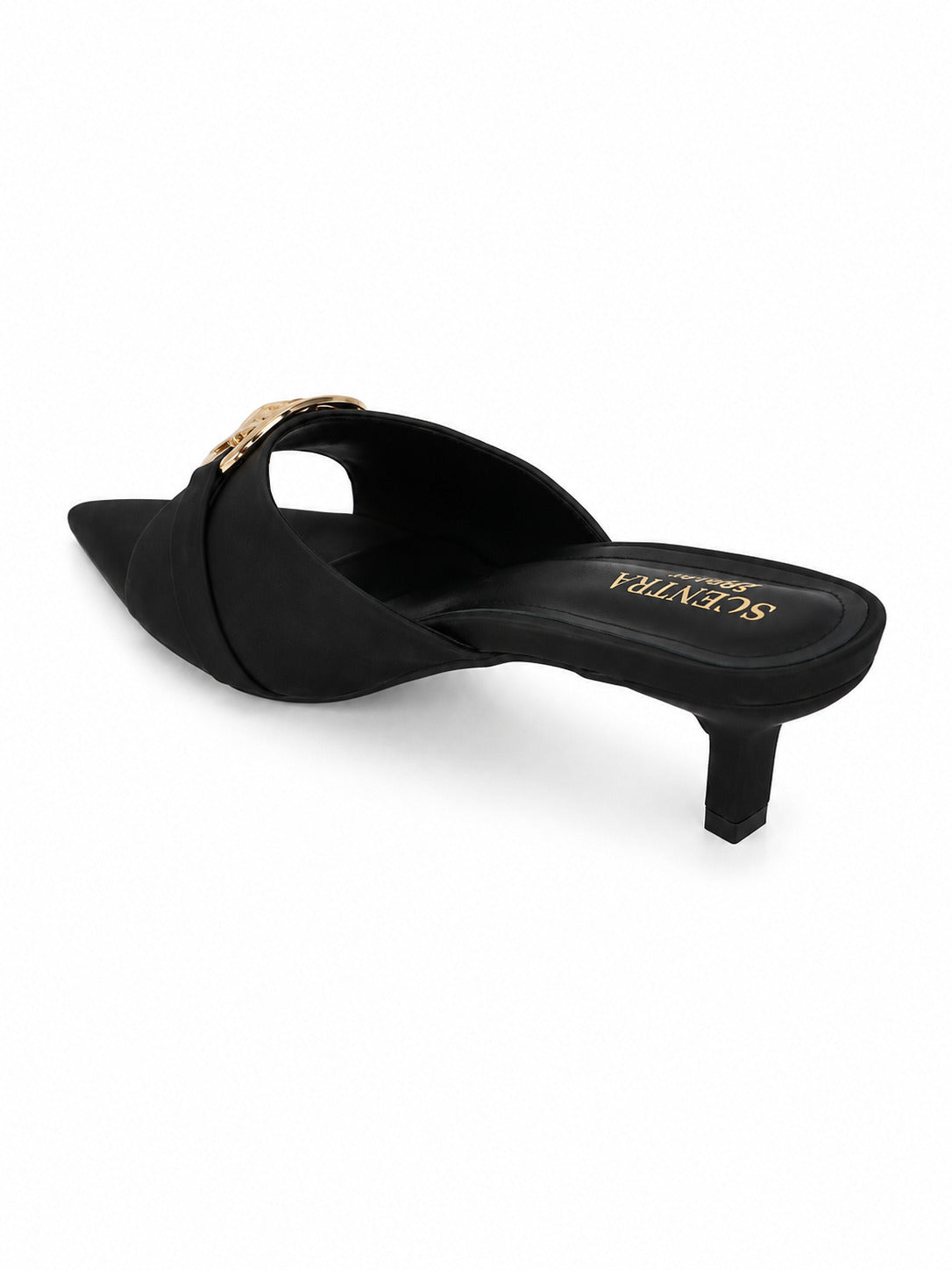 Vittoria Horsebit Pointed-Toe Kitten Heel Mules