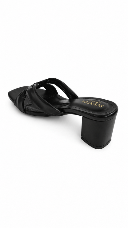 Black and Grey Sandal Mules