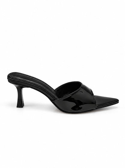 Solenne High-Shine Sculpted Heel Mules