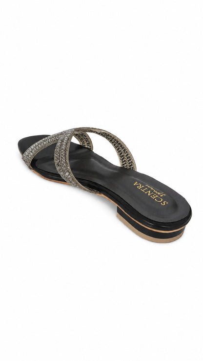 Scentra Spain Aurora Gold Embellished Comfort Sandals