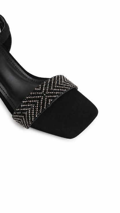 Black and Gold Falt Sandal