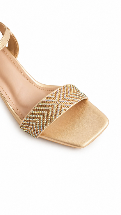 Black and Gold Falt Sandal
