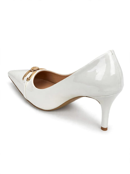 Éclat Noir Gold-Accent Patent Stiletto Pumps