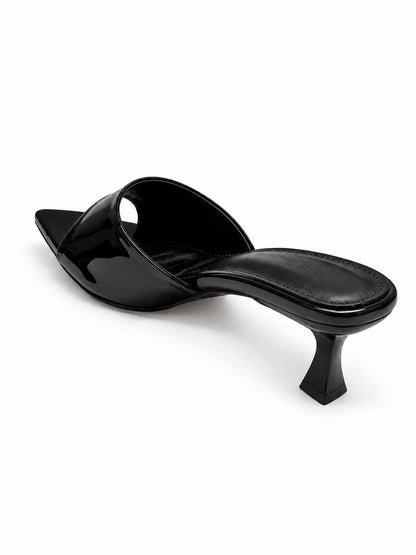 Solenne High-Shine Sculpted Heel Mules