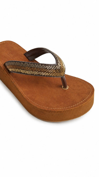 Grey Synthetic T-Strap Sandal