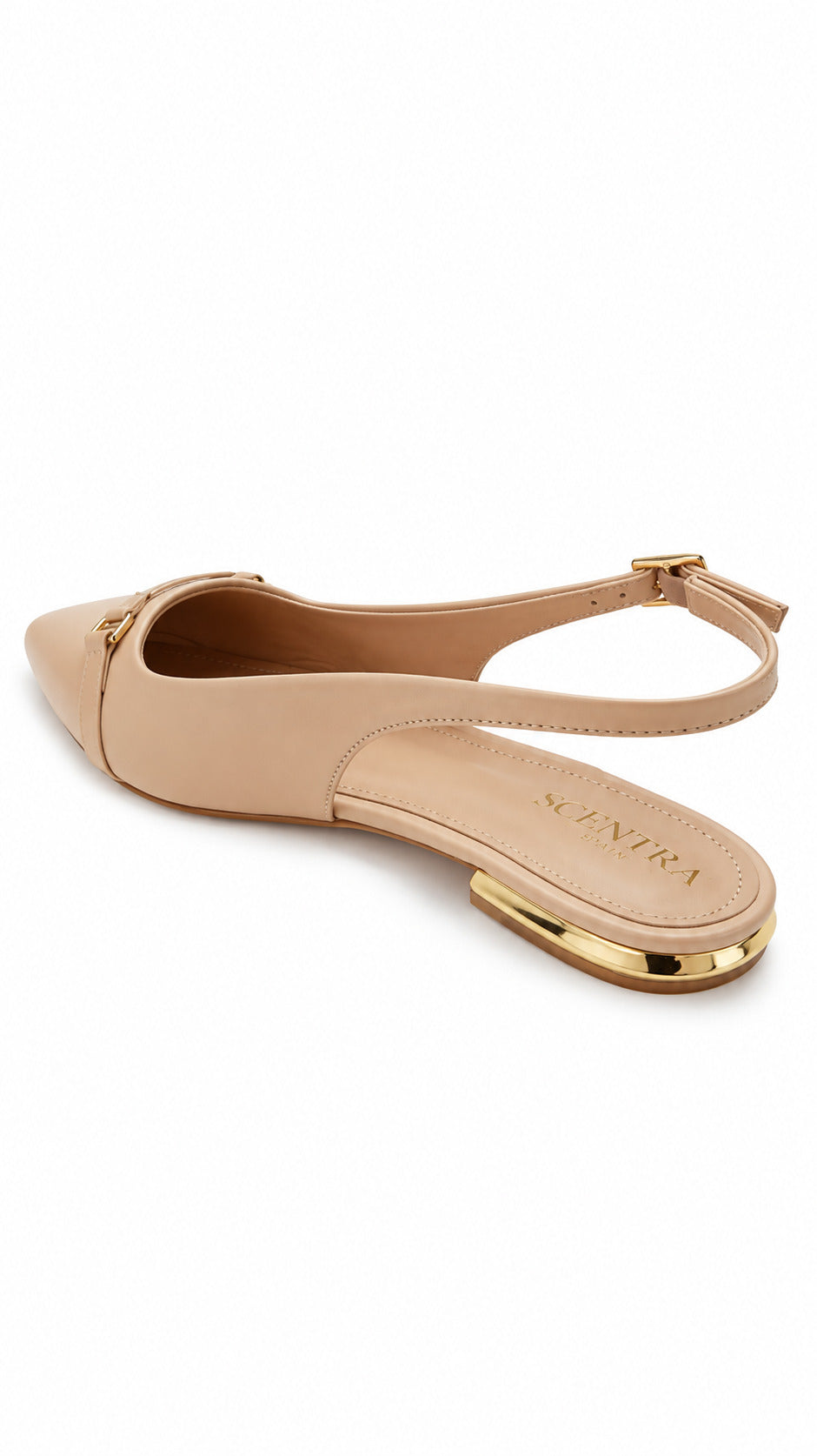 SCENTRA Spain Noir Versailles Pointed-Toe Slingback Flats