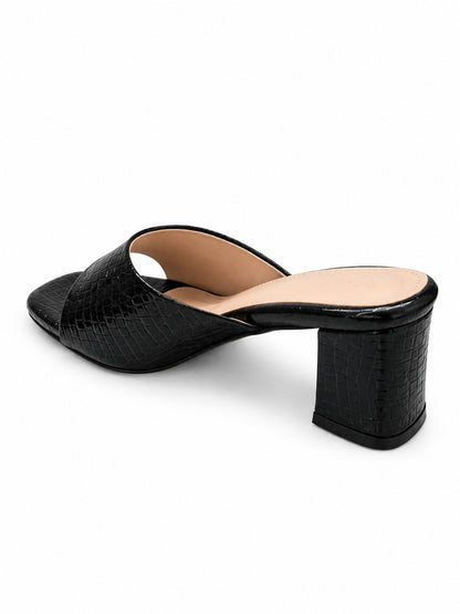 SCENTRA Spain Élan Croc-Textured Block Heel Mules