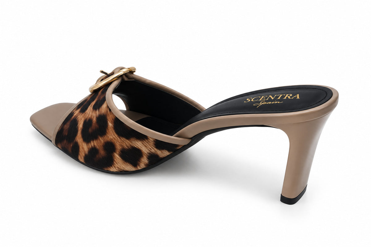 SCENTRA Spain Safari Royale – Leopard Print Sculpted Heel Mules