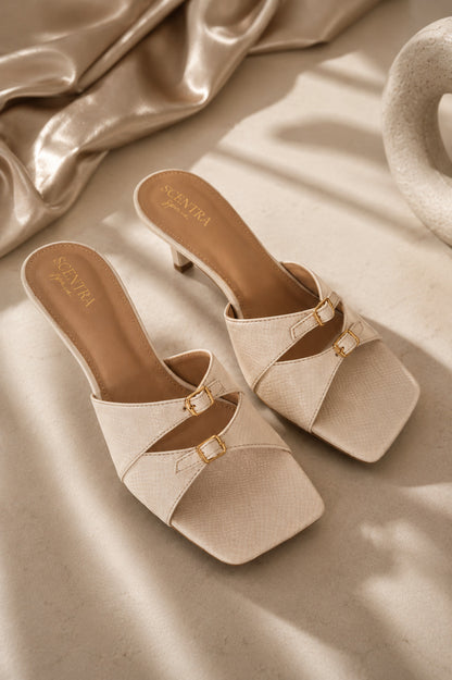 Elara Double-Buckle Heeled Mules