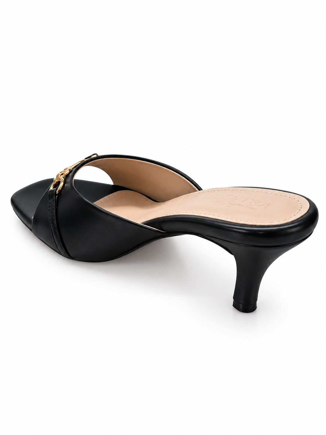 Bella Noir Sculpted Heel Mules