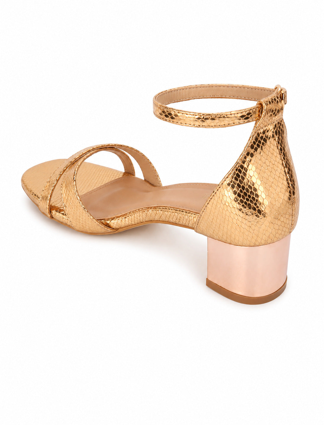 SCENTRA Spain Shimmer Block Heel Sandals
