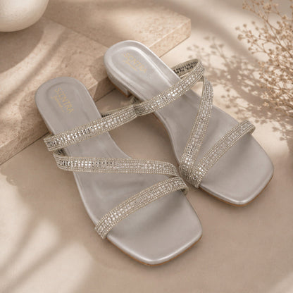 Scintilla Crystal Strappy Block Heel Sandals