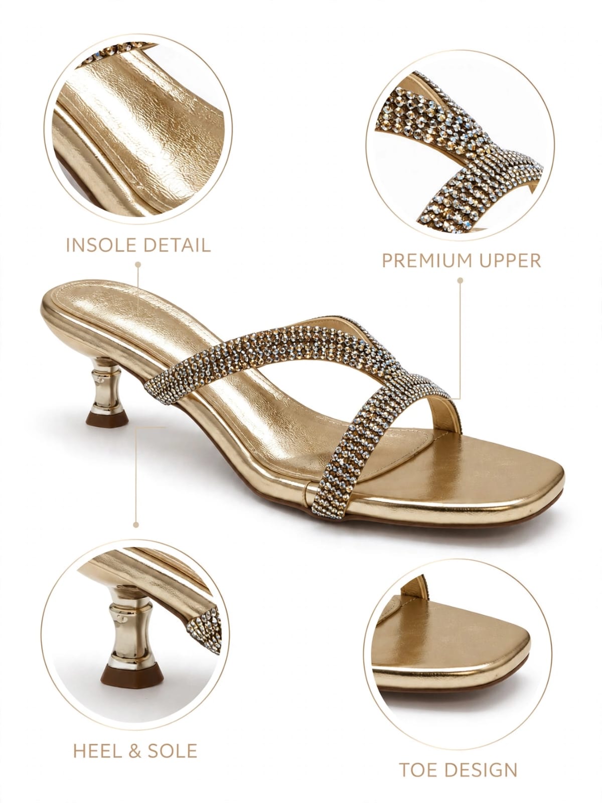 Celeste Gold & Black Crystal Heels