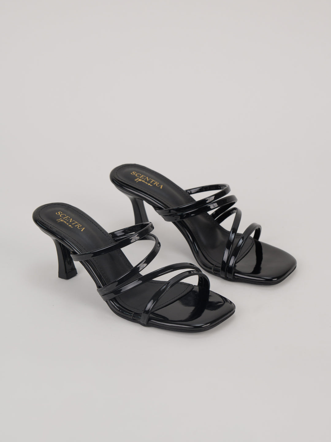 Scentra Spain Noir Luxe Multi-Strap Mule Heels
