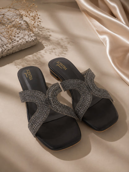 Scentra Spain Aurora Gold Embellished Comfort Sandals
