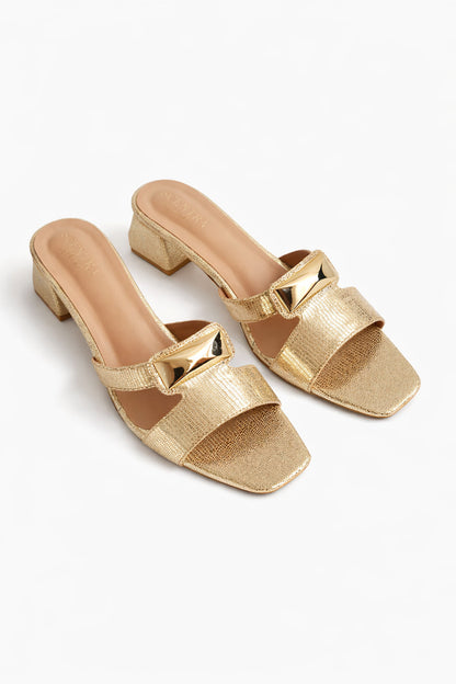 Celeste Metallic Accent Mules