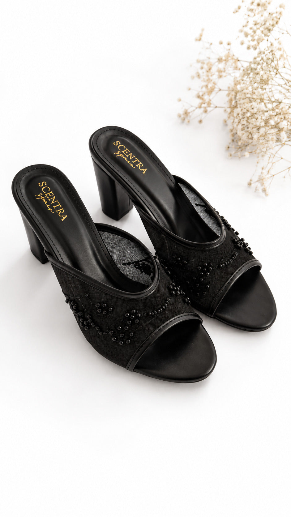 Noir Grace Party Mules