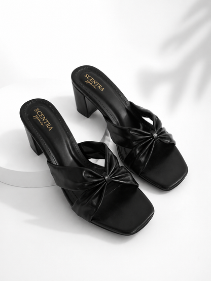 Black and Grey Sandal Mules