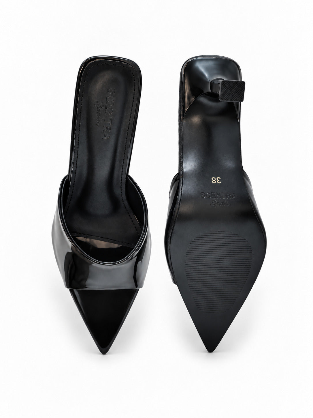 Solenne High-Shine Sculpted Heel Mules