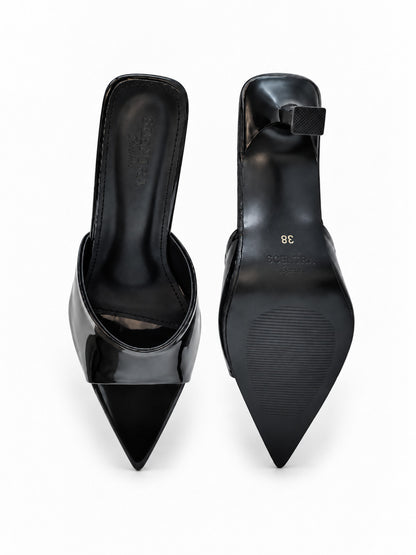 Solenne High-Shine Sculpted Heel Mules