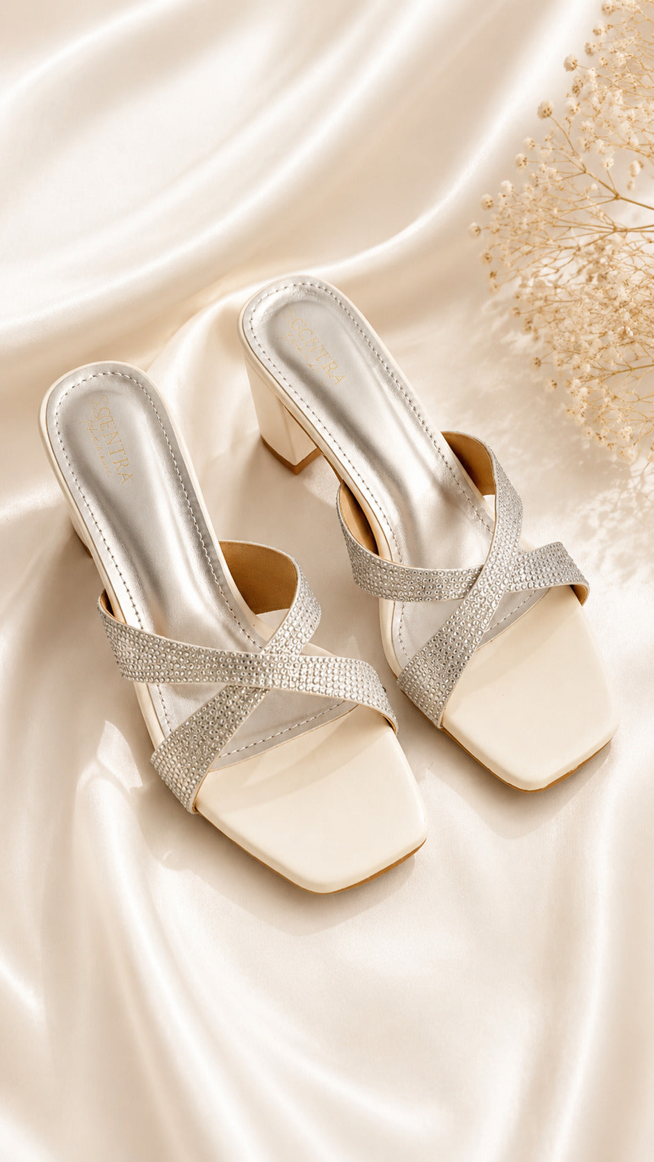 Emerald Glam Cross-Strap Heels