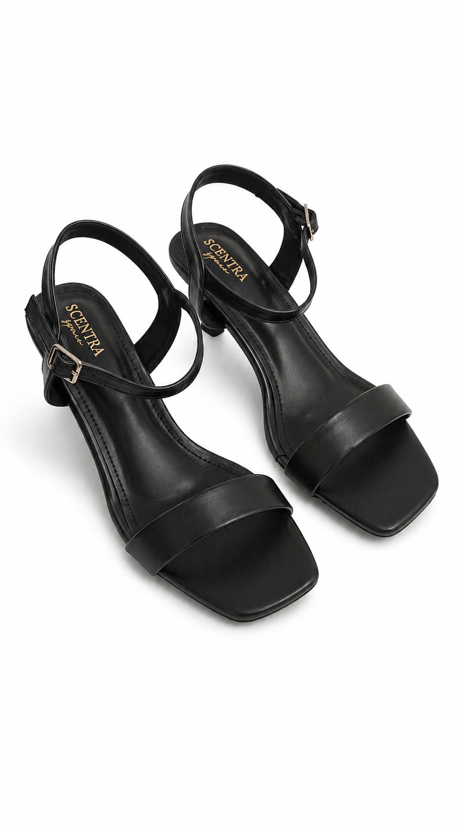 Aurelia Nude and Black Ankle Strap Heels
