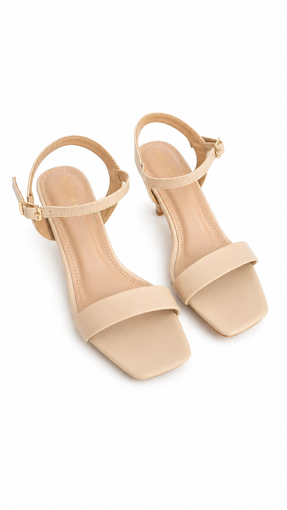 Aurelia Nude and Black Ankle Strap Heels