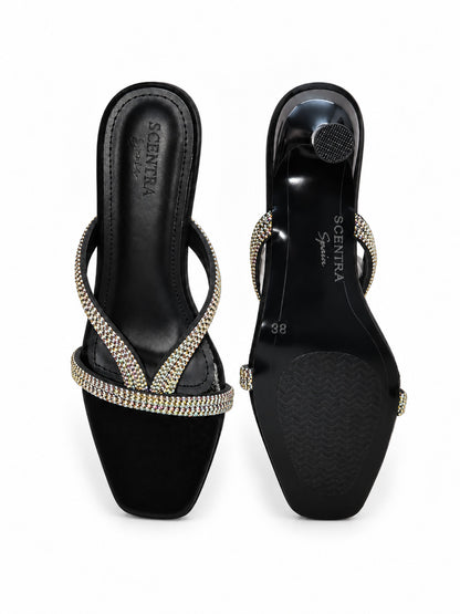 Celeste Gold & Black Crystal Heels